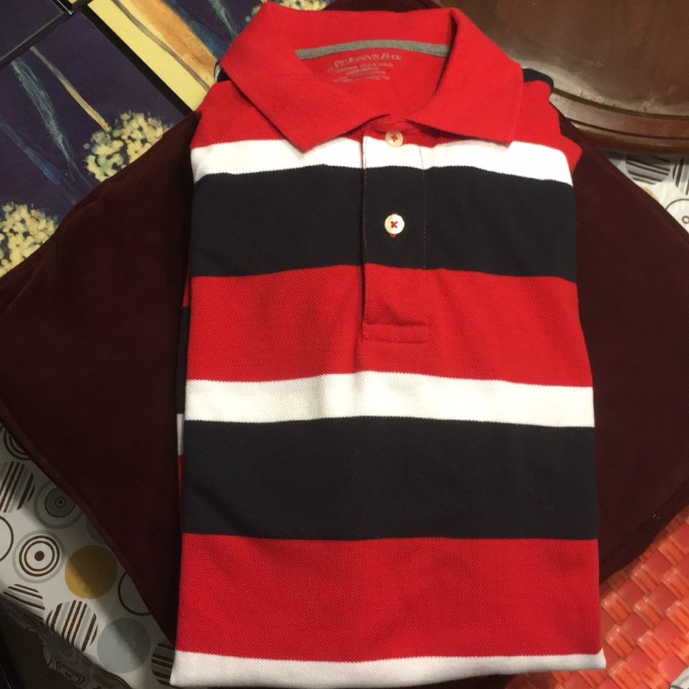 NWOT St John’s Bay Red/Blue/White Stripe Shirt: L